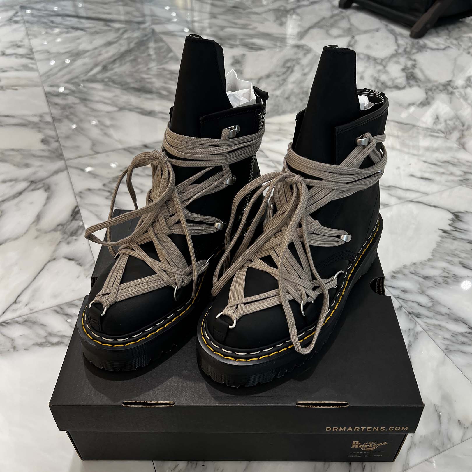 Rick Owens × Dr.Martens 1460 QUAD SOLE MEGALACE Boot DW02E68128001 Size UK6(25.0cm) リックオウエンス×ドクターマーチン 1460 クアッドソール メガレースブーツ サイズUK6(25.0cm)